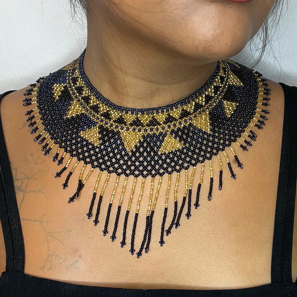 Handmade Aztec Beaded Choker Necklace from Mexico