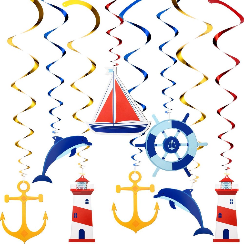 20 Pieces Nautical Hanging Swirl Cruise Ship Anchor Nautical Sailor Theme Par...
