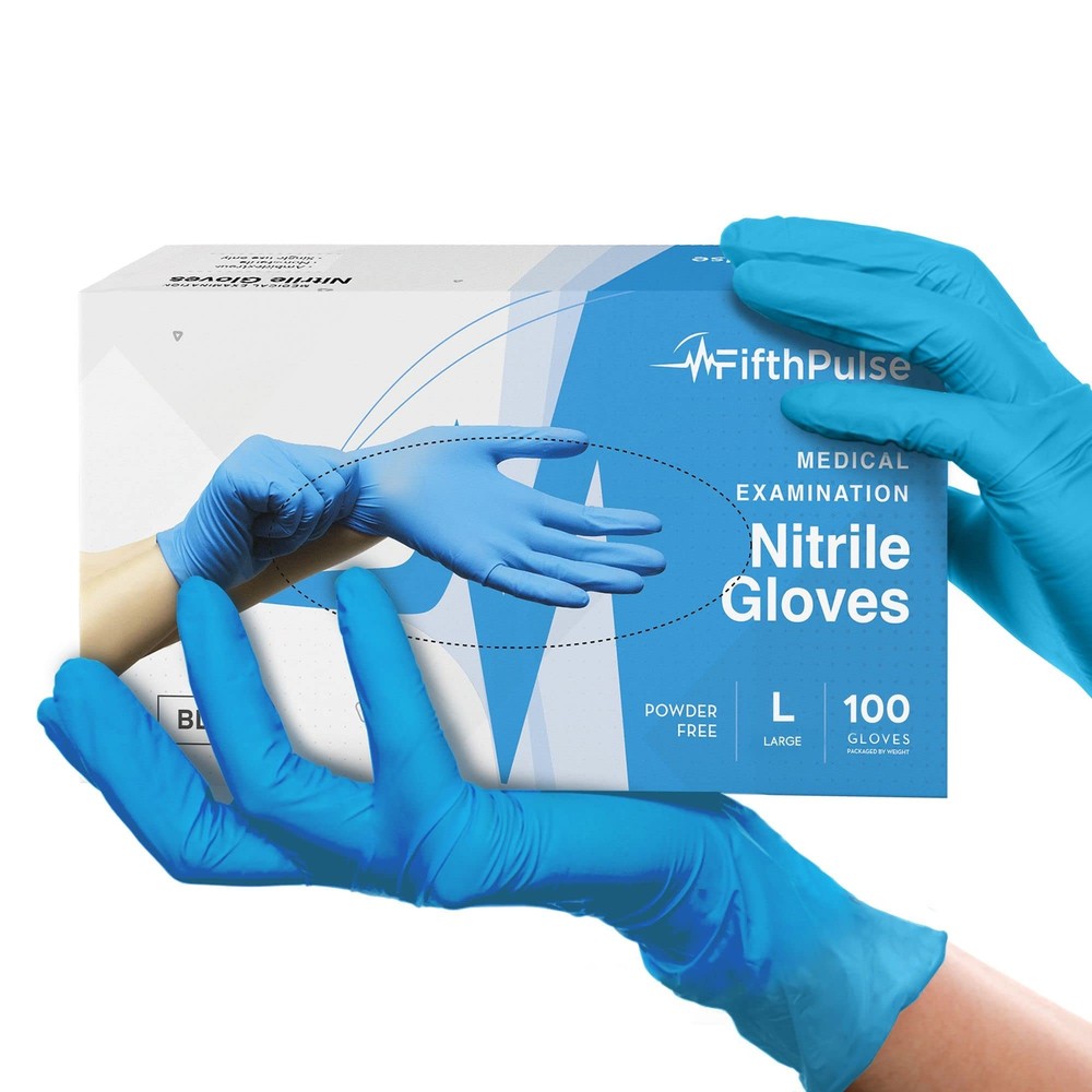 Blue Nitrile Medical Gloves Large, 100 Count - Surgical Grade Latex Free Disp...