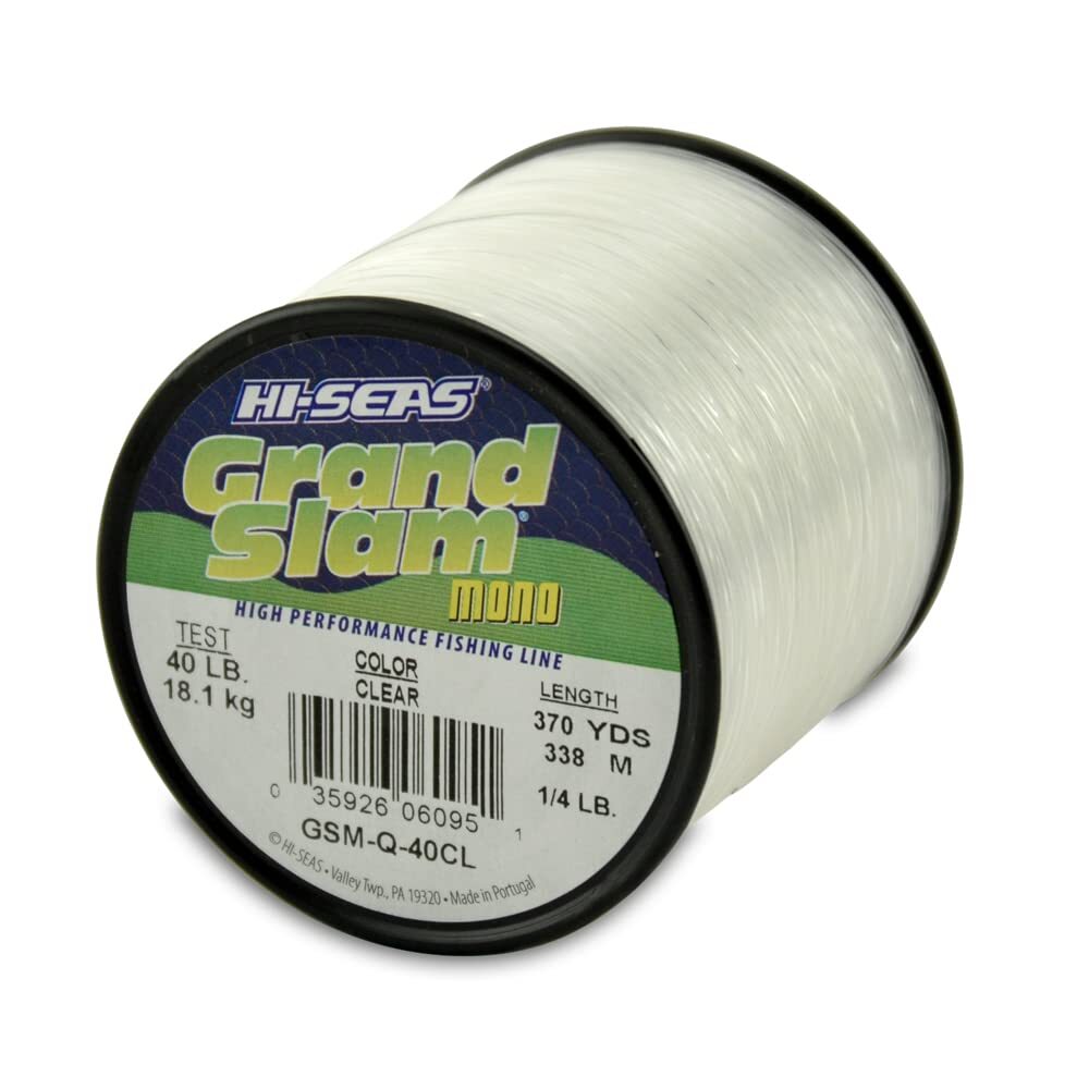 Hi-Seas, Grand Slam Mono Fishing Line, Clear, 40 lb (18.1 kg) test, 1/4 lb (1...