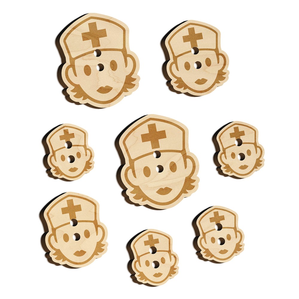Occupation Medical Nurse Woman Icon Wood Buttons for Sewing Knitting DIY Craft