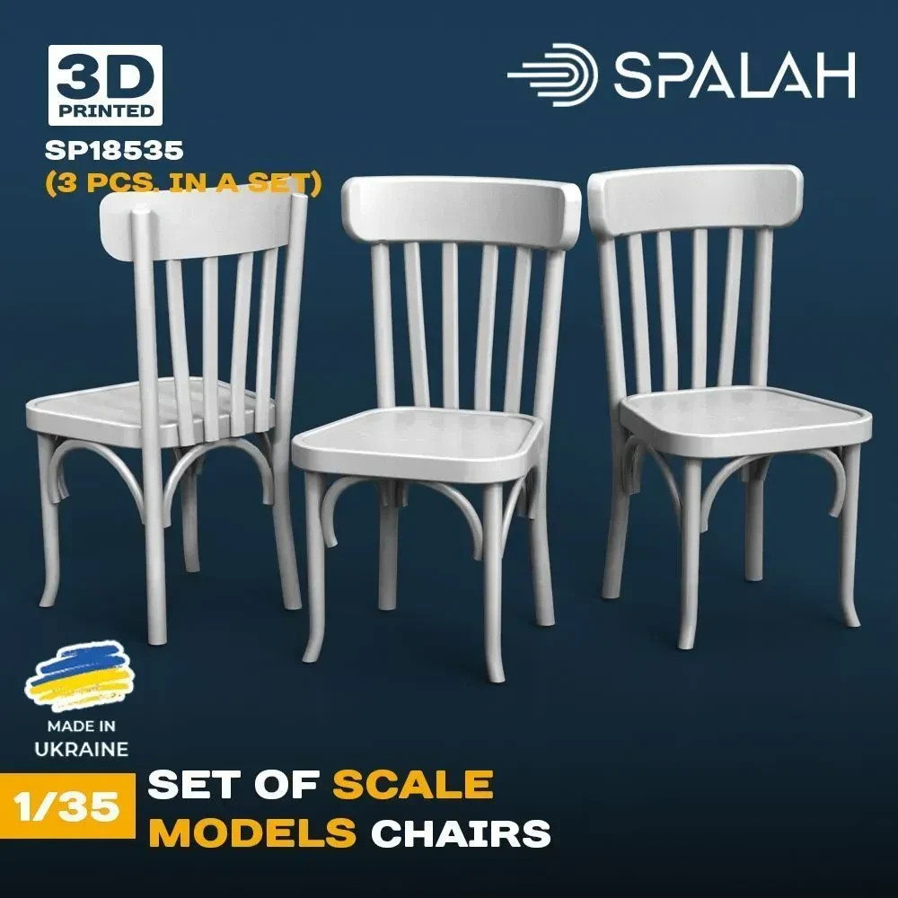 Chairs (3 pcs) Scale Model Kit for Diorama 1:35 Spalah SP18535