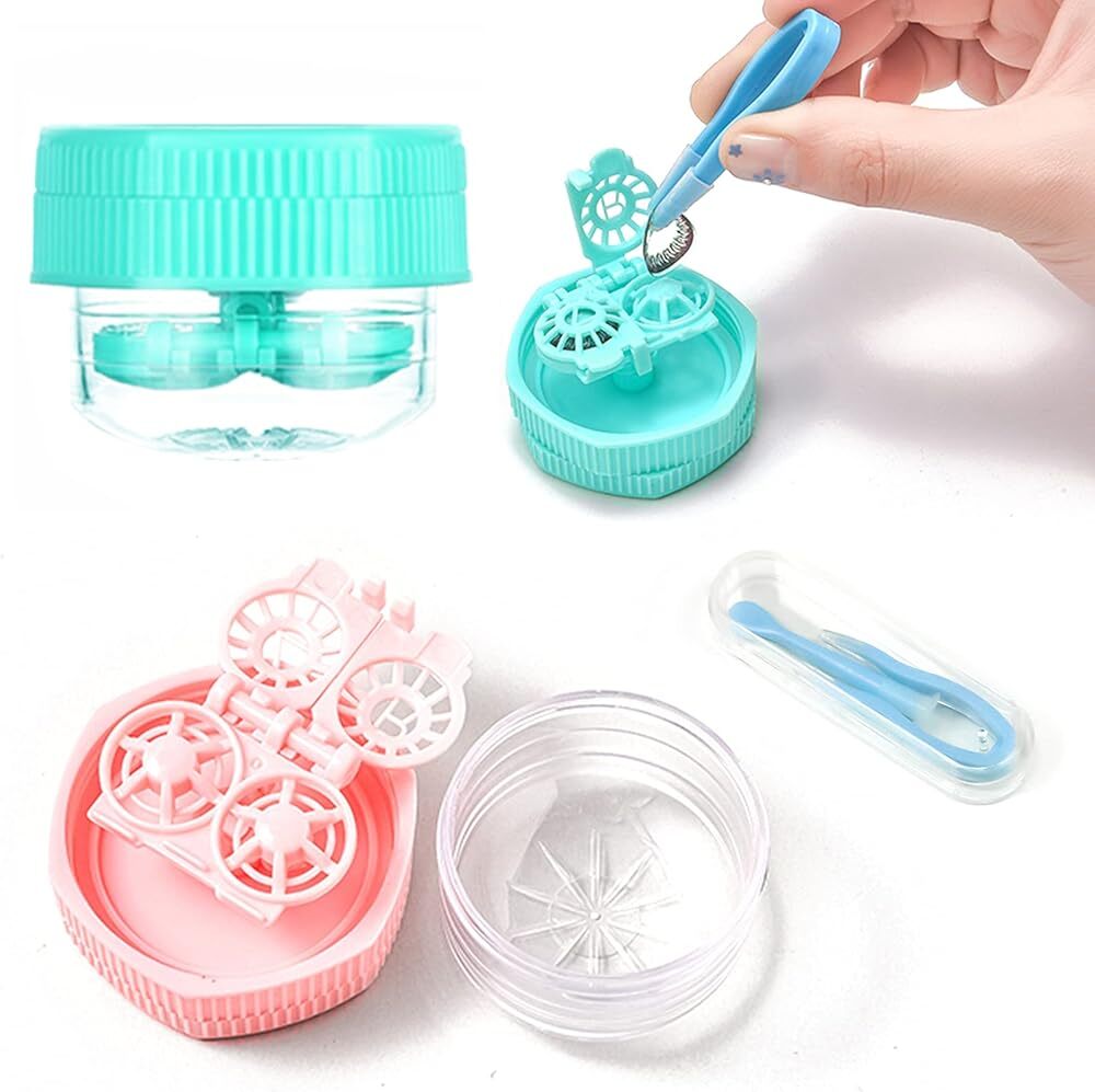 Cute 2-Pack Cartoon Contact Lens Case for Portable Travel Storage
