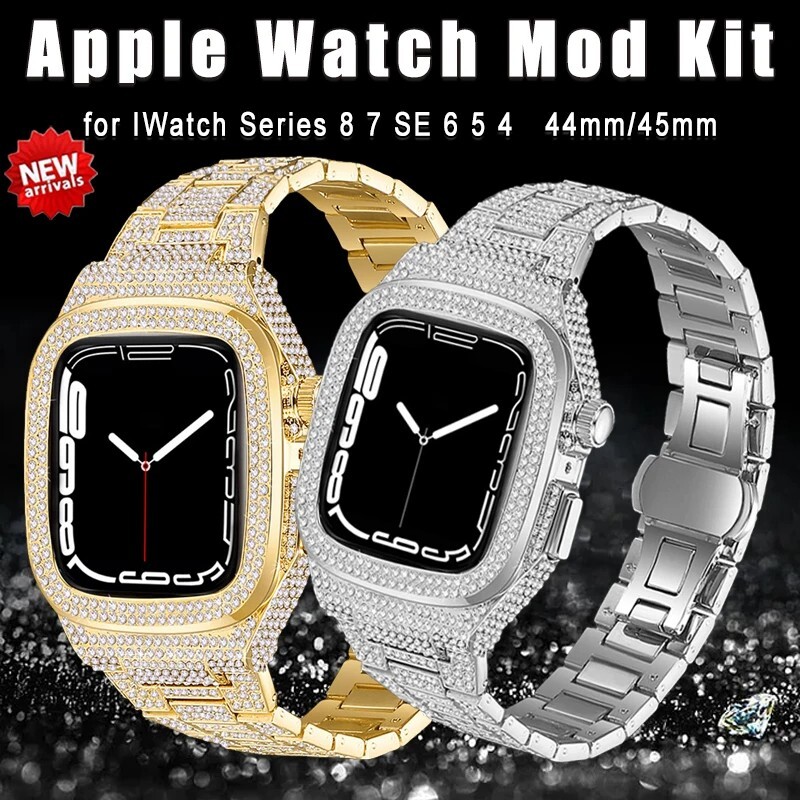 Luxury Diamond Case Modification Kit for Apple iWatch 8 7 6 5 4 SE Band 45/44mm