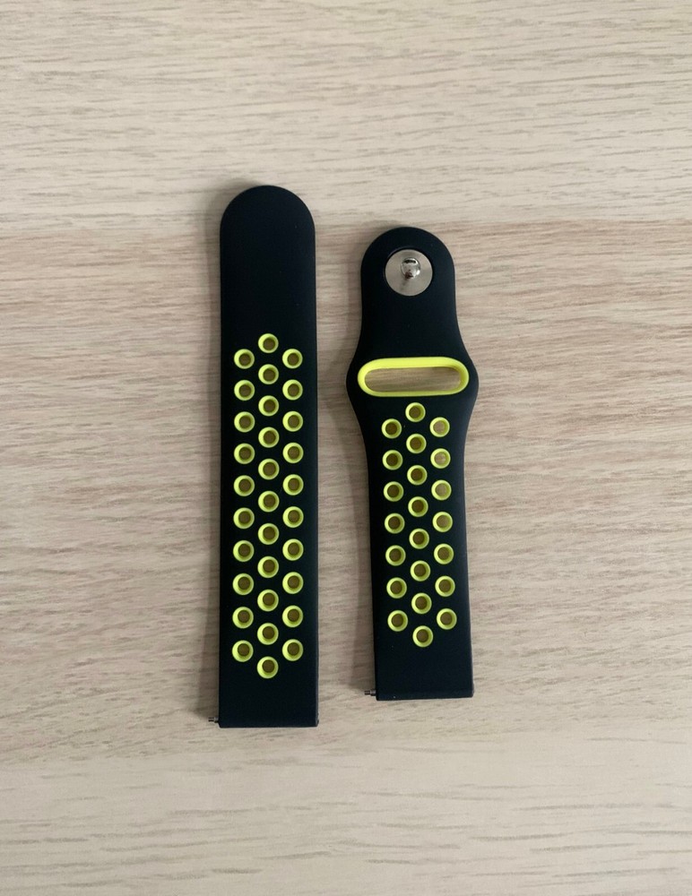 Black Yellow Cobee Cut Out Circle Silicone 20MM Replacement Band Watch Strap