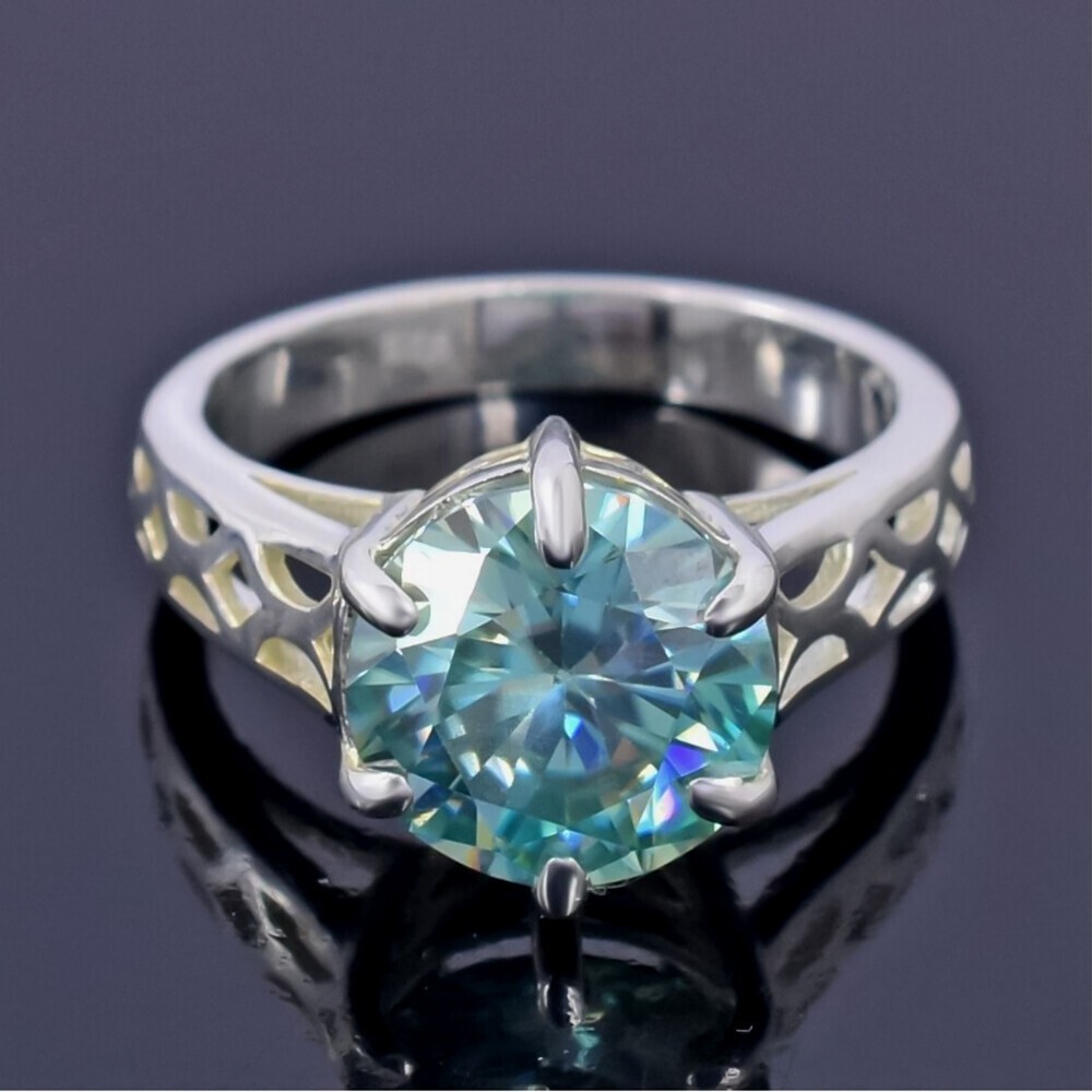 5.50 Ct Certified Blue Diamond Ring 925 Silver Limited Time Holiday Offer-image