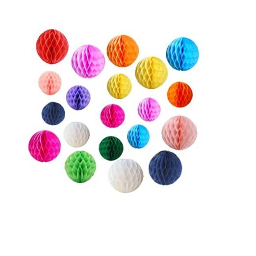 20pcs Honeycomb Flower Balls Party Honeycomb Balls 3in+6in Multicolor