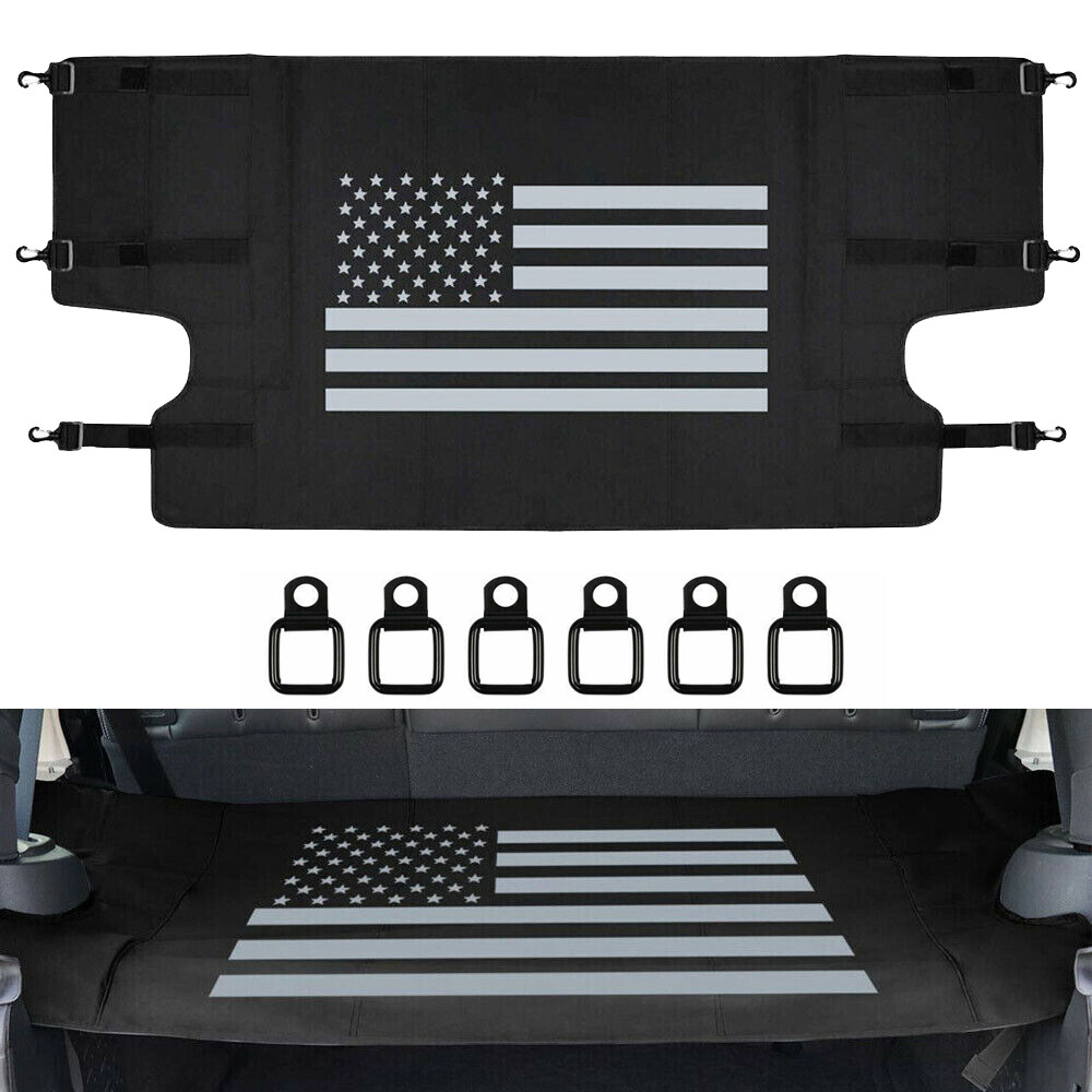 Rear Trunk Cargo Shade Cover w/ US Flag For 2007-18 Jeep wrangler JK JKU 4-Door