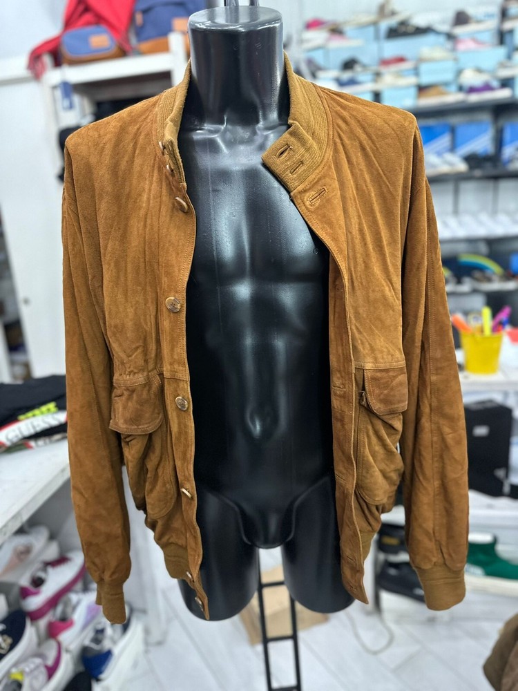 Vintage Brown Leather Jacket for Men Size 54 LLV415