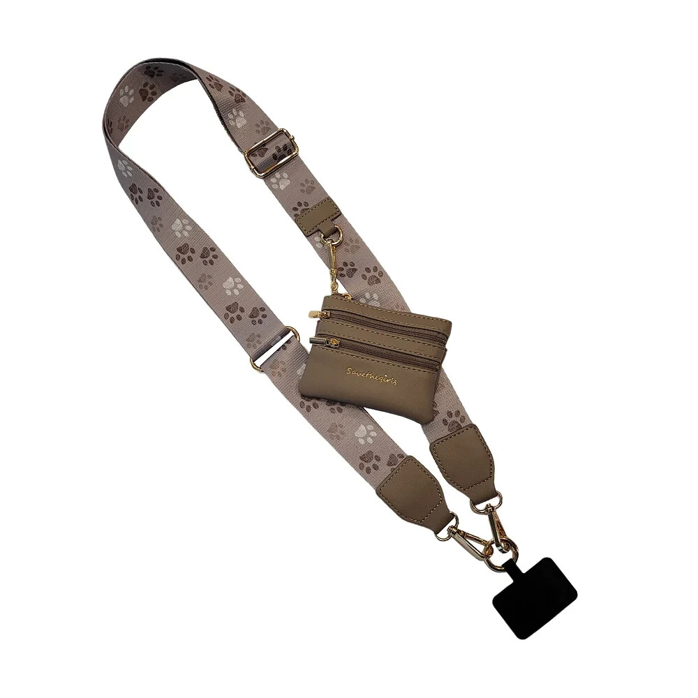 NEW SAVE THE GIRLS PUPPY DOG PAW PRINT TRACKS POUCH CLIP & GO CELL PHONE STRAP