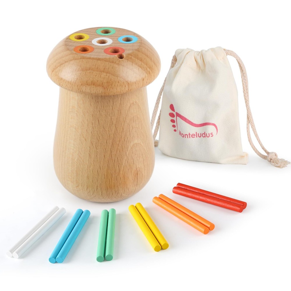 Monteludus Montessori Sticks Toys for Kids Learning 6 Color Sorting Games Mon...