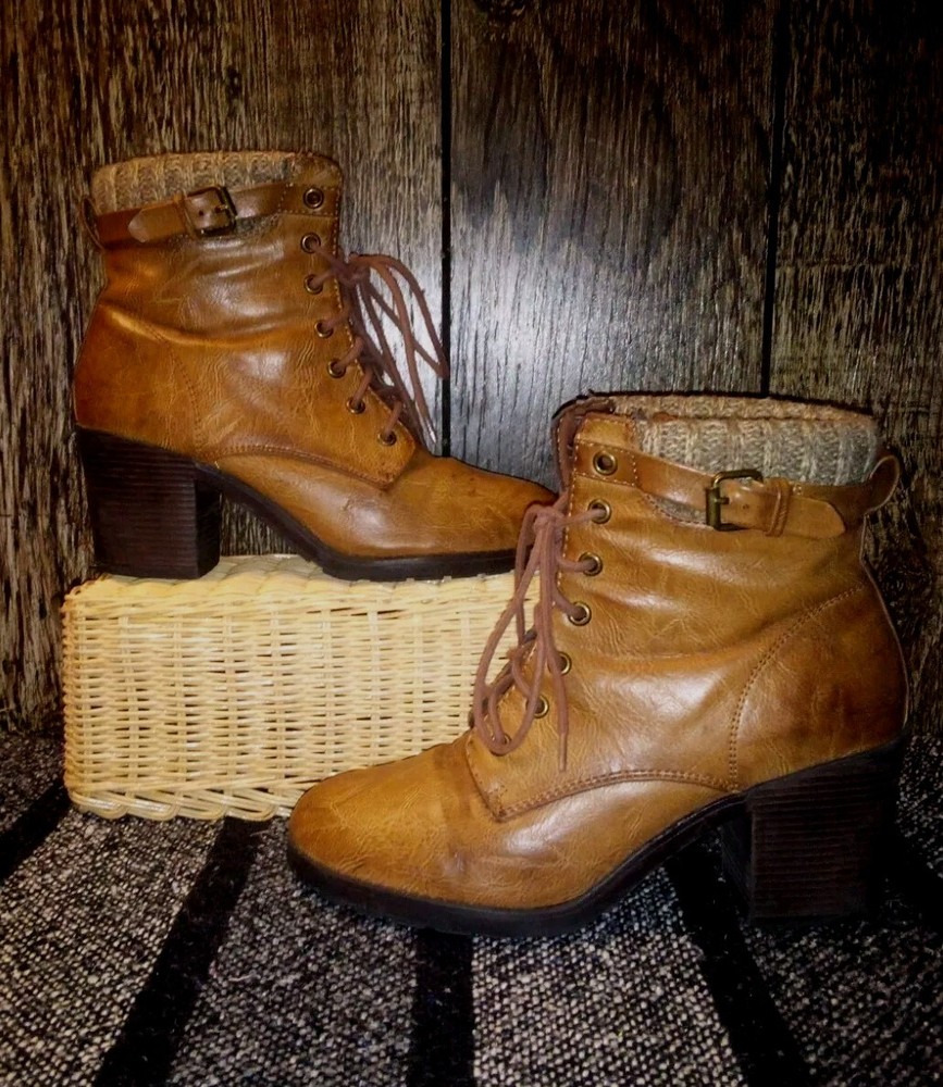 NATURALIZER Ankle Booties Womens 9 Cognac Leather 3