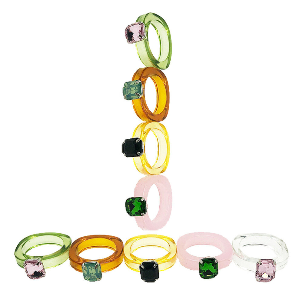 9 Pcs Decor Finger Ring Acrylic Stackable