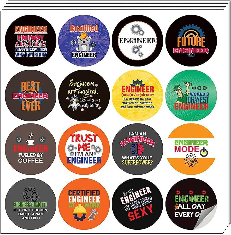 10 Sets of 16 Unique I Am an Engineer Stickers for Professionals
