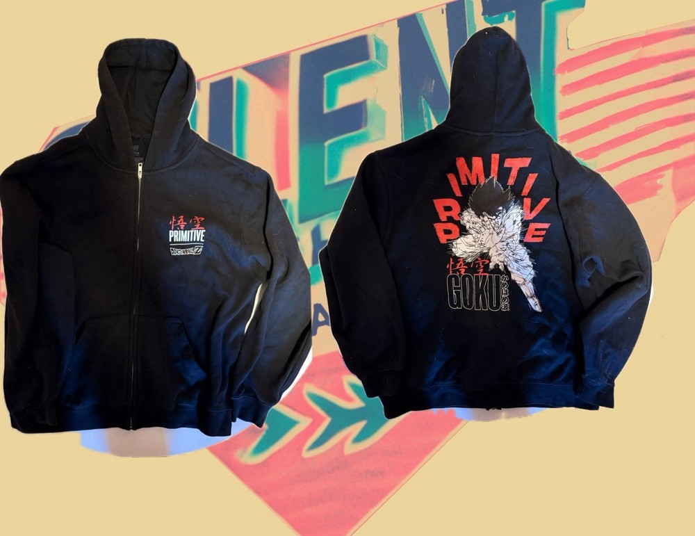 Men's Goku Dragon Ball Z Primitive XL Slim Fit Zip Hoodie  