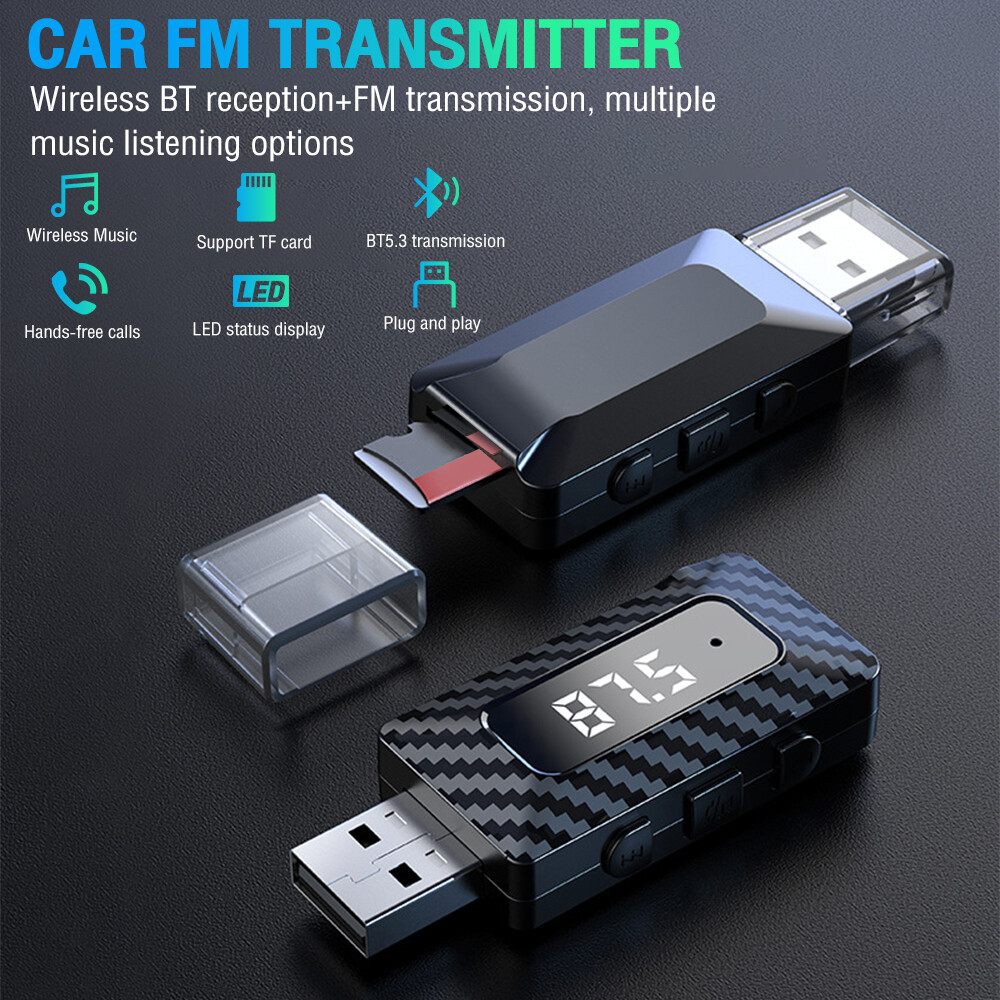 USB Bluetooth Wireless Car FM Transmitter Aux Stereo Audio Receiver Adapter