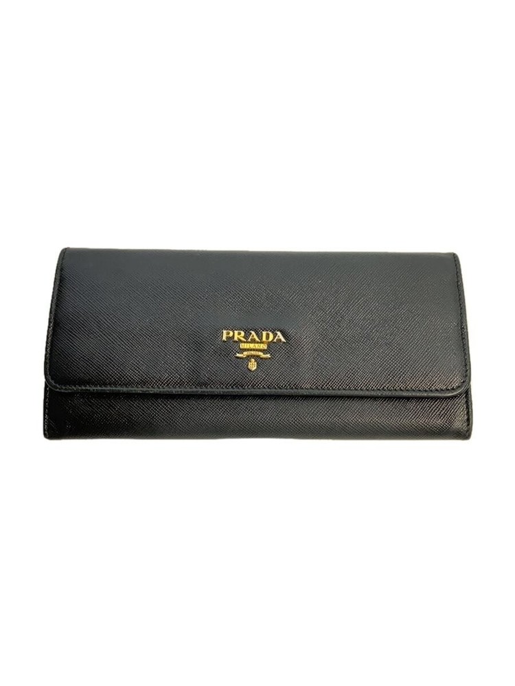 Prada Black Leather Long Wallet for Women