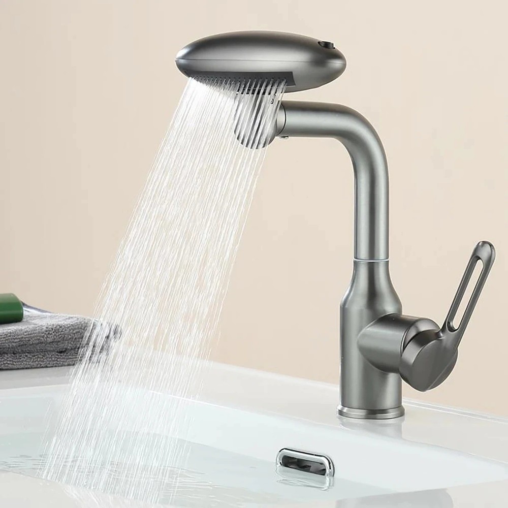 360° Rotating Waterfall Bathroom Basin Faucet 4 Mode Spray Mixer Tap Hot Cold