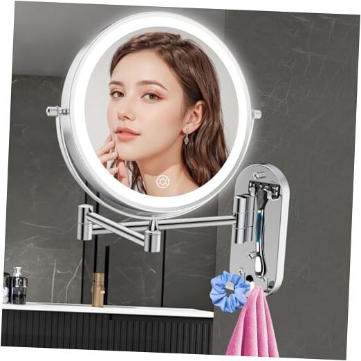 Wall Mounted Lighted Makeup Mirror, Rechargeable 8