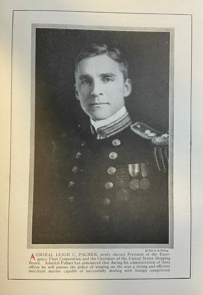 1924 Vintage Magazine Illustration Admiral Leigh C. Palmer