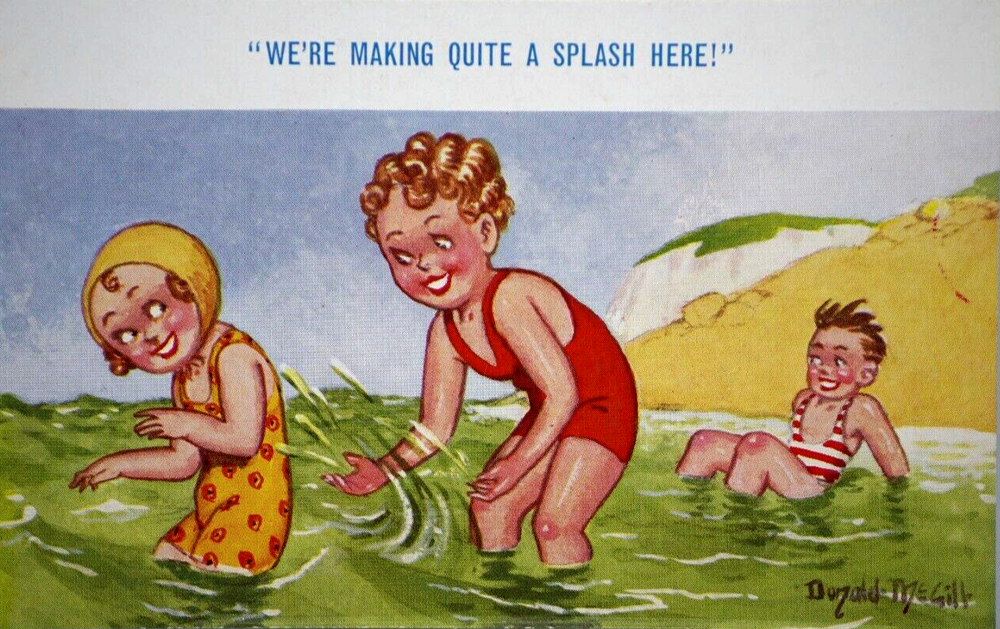 Postcard Seaside Comic Saucy Risqué Sea Beach Waves Constance Donald McGill 2151
