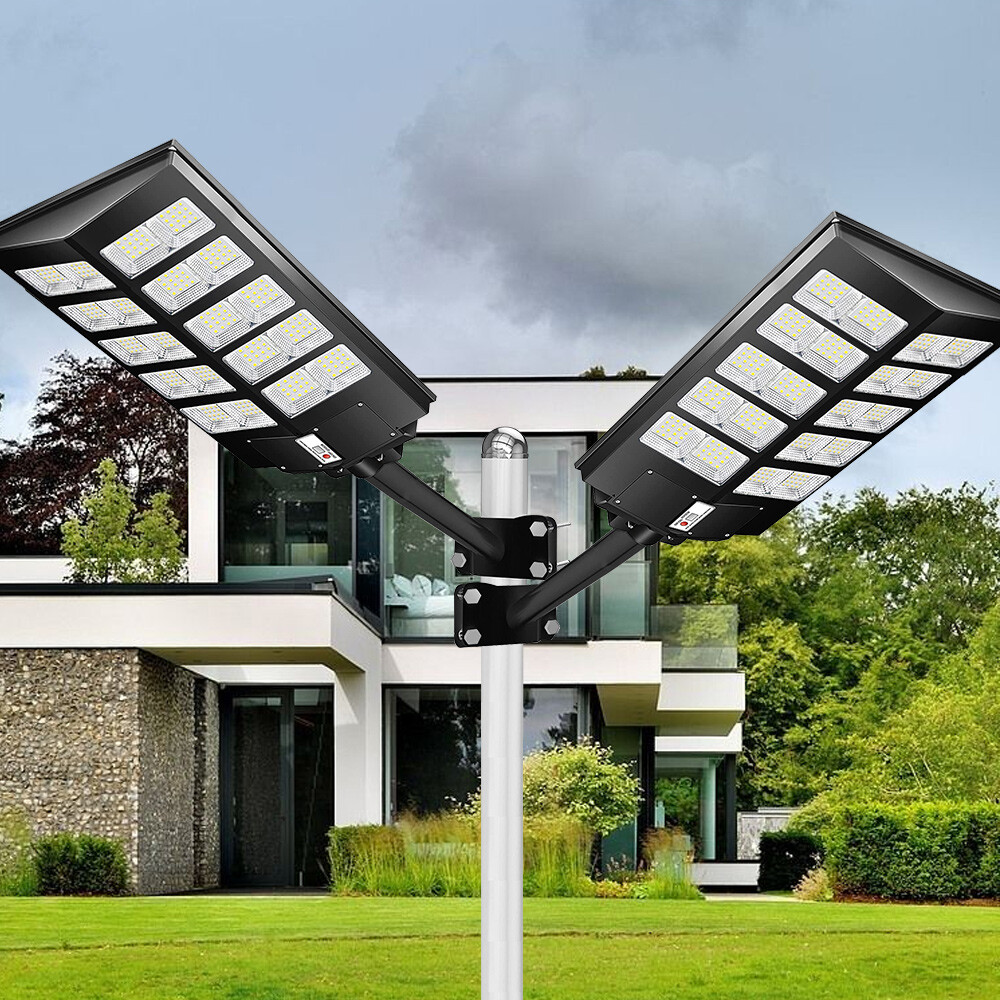 2PACK 2000W Solar LED Street Lights with Deep Cycle Battery for Outdoor Commercial Use  