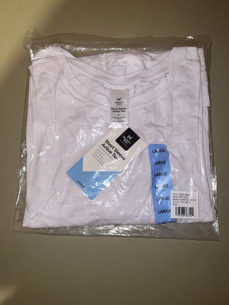 Members Mark Womens L White Active Short Sleeve Tee in Original Packaging-image