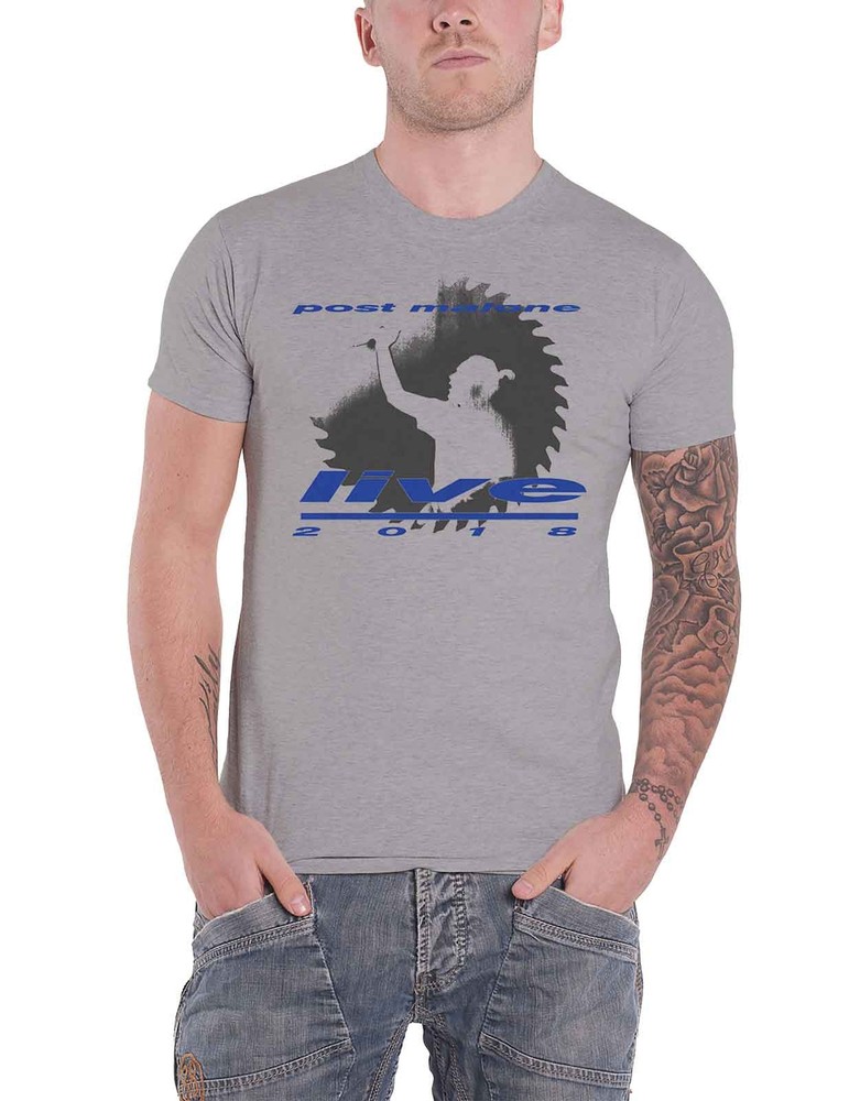 Post Malone Live 2018 Saw Logo Official Mens Grey T-Shirt