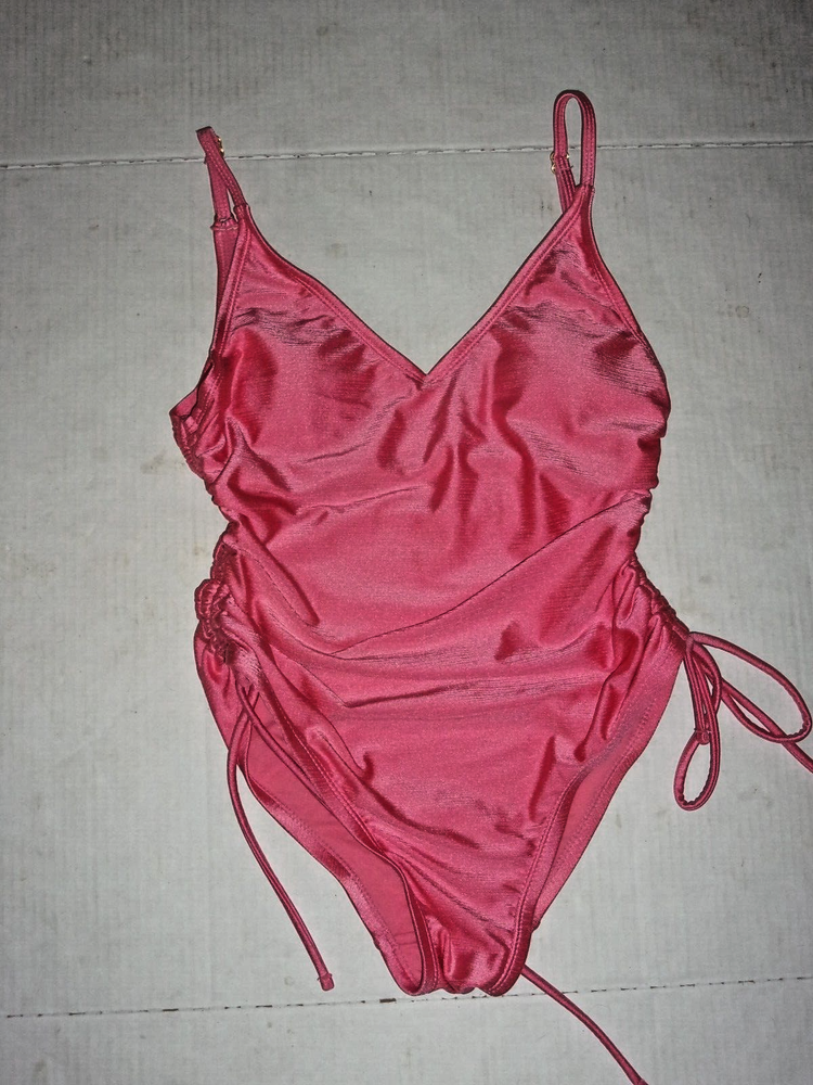 Time and Tru coral ruched one-piece swimsuit for women size S 4-6