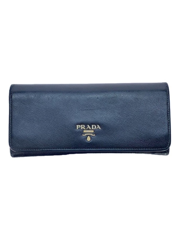 PRADA Black Leather Long Wallet for Women Style 1M113