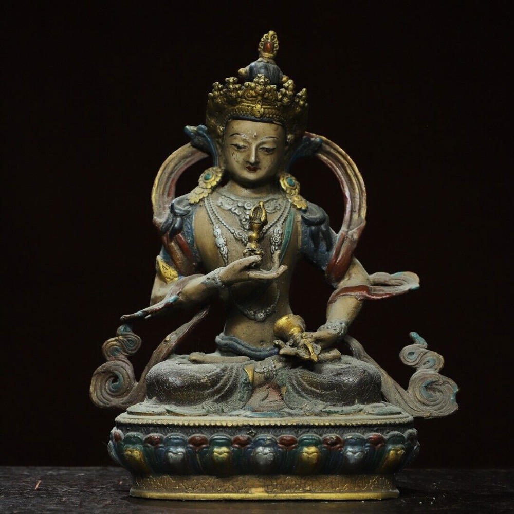 8.3 Antique Tibetan Buddhism Bronze Vajrasattva Buddha Temple Statue