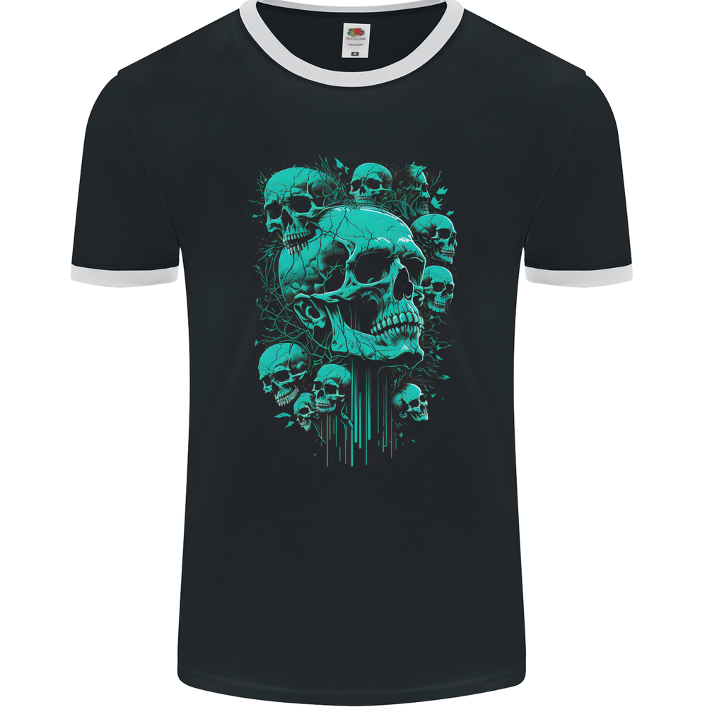 Skull Time Gothic Heavy Metal Rock Music Biker Mens Ringer T-Shirt FotL