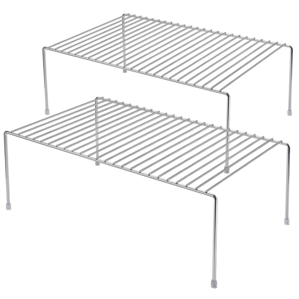 Kitchen Cabinet Shelf Organizer Set of 2, Large (15.7 x 9.4 inch) Metal Wire ...