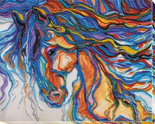 Bead embroidery kit Rush off needlework kit Art canvas beadwork pattern