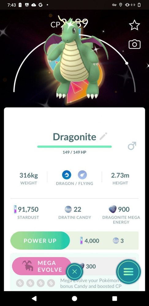Pokémon Shiny Dragonite Global Special Mega Background -TRADE- Read Description
