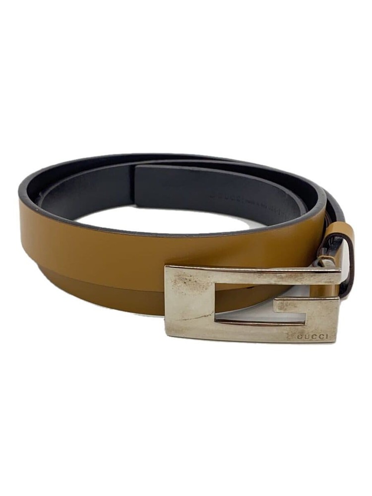 GUCCI Beige Leather Belt G Buckle Classic Italy Women's Auth From Japan RIN