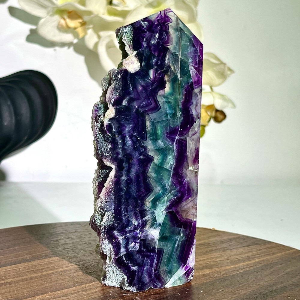 1.16LB Natural Fluorite Crystal Column Magic Wand Obelisk Point Earth Healing
