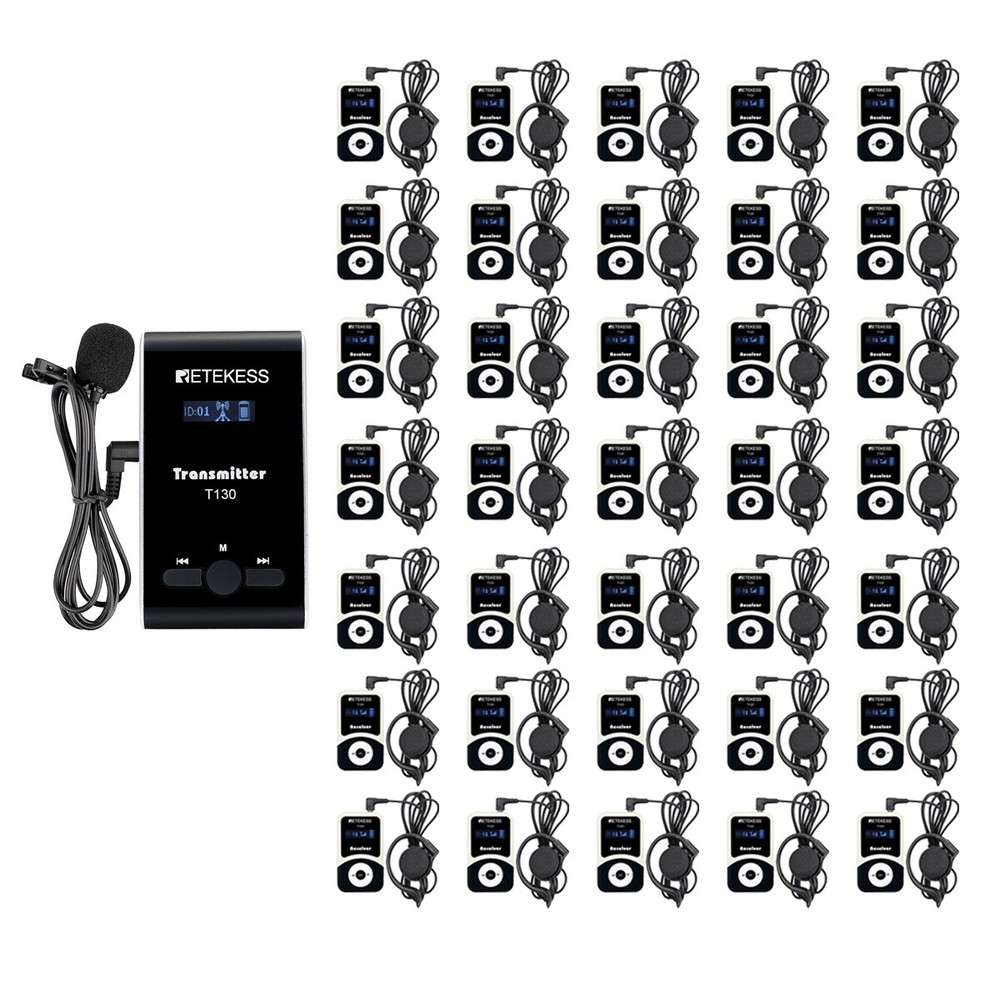 Retekess T130 Wireless Tour Guide System Transmitter 35 Receivers Training Tour