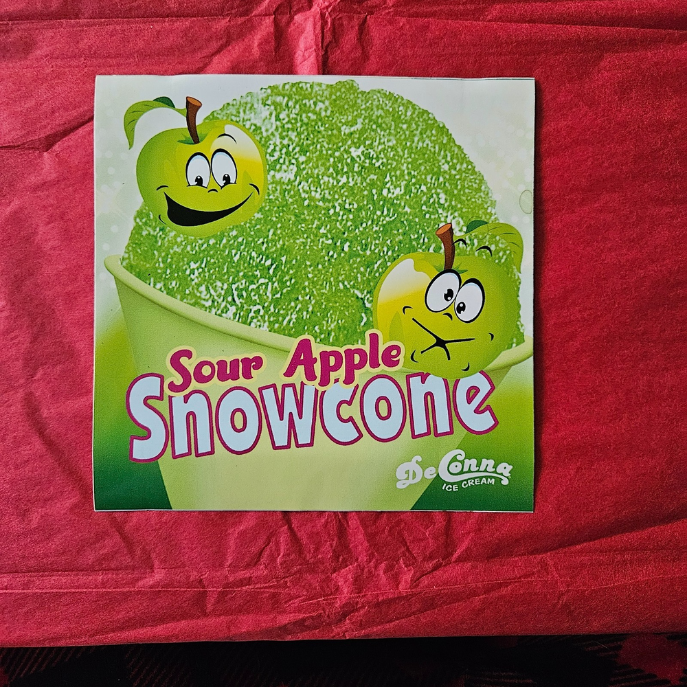 Sour Apple Snow Cone Ice Cream Truck Sticker 6x6 Inch Decal