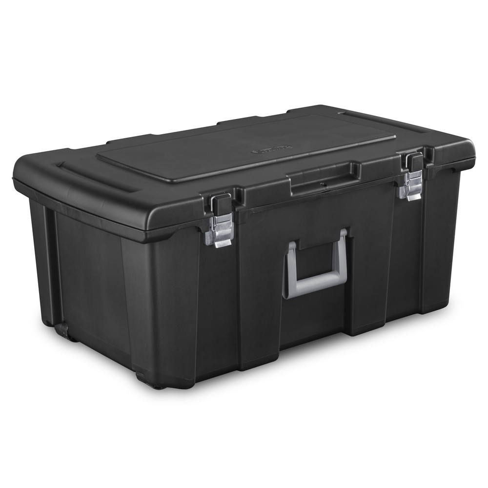 Sterilite Black Plastic Adult Footlocker Storage Container  