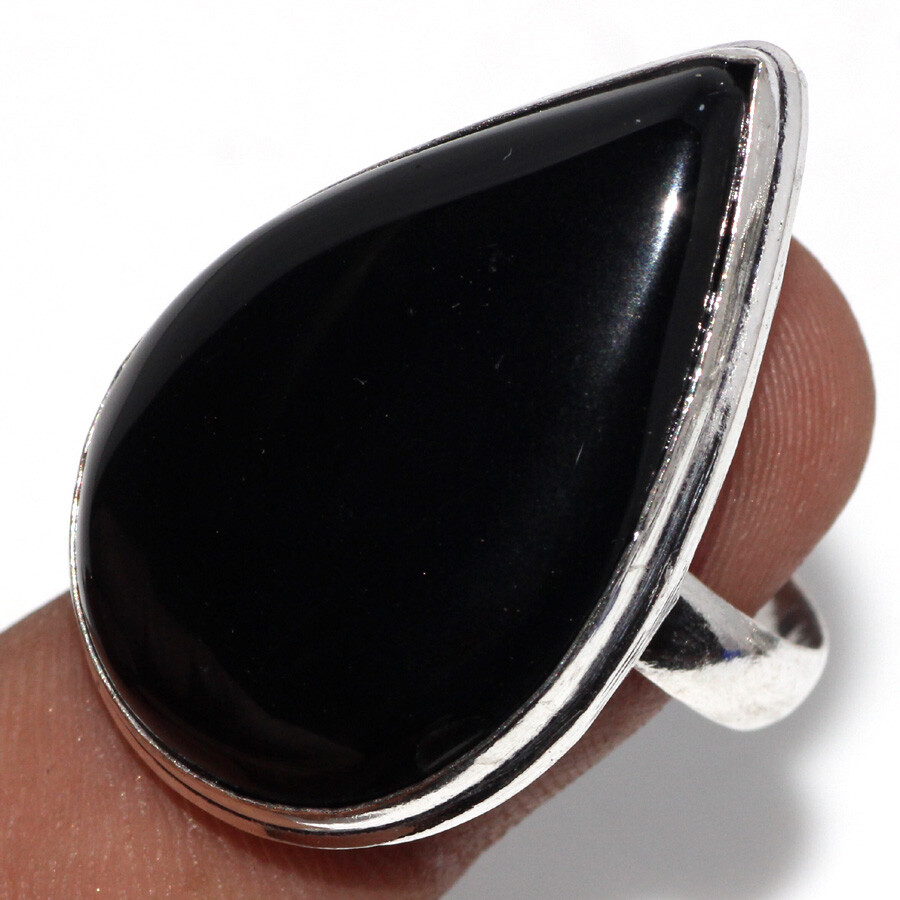 Black Onyx 925 Silver Plated Gemstone Handmade Ring US 10 Limited Gift JW