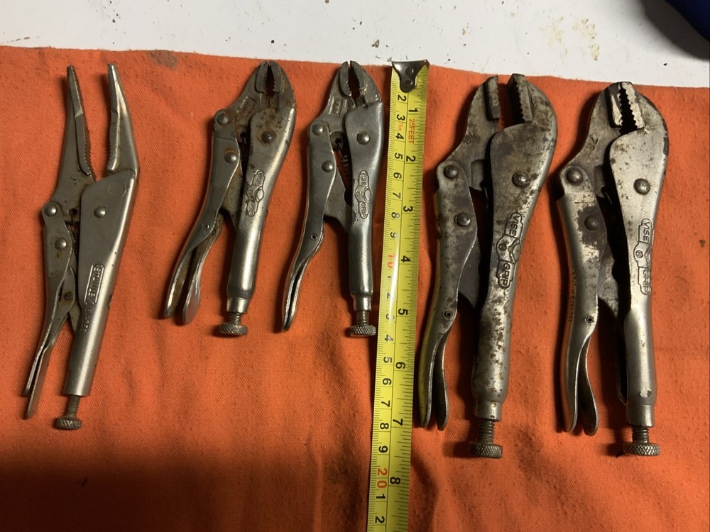 Vintage Vise Grip Locking Pliers Lot of 5 for Use or Restoration Various Models