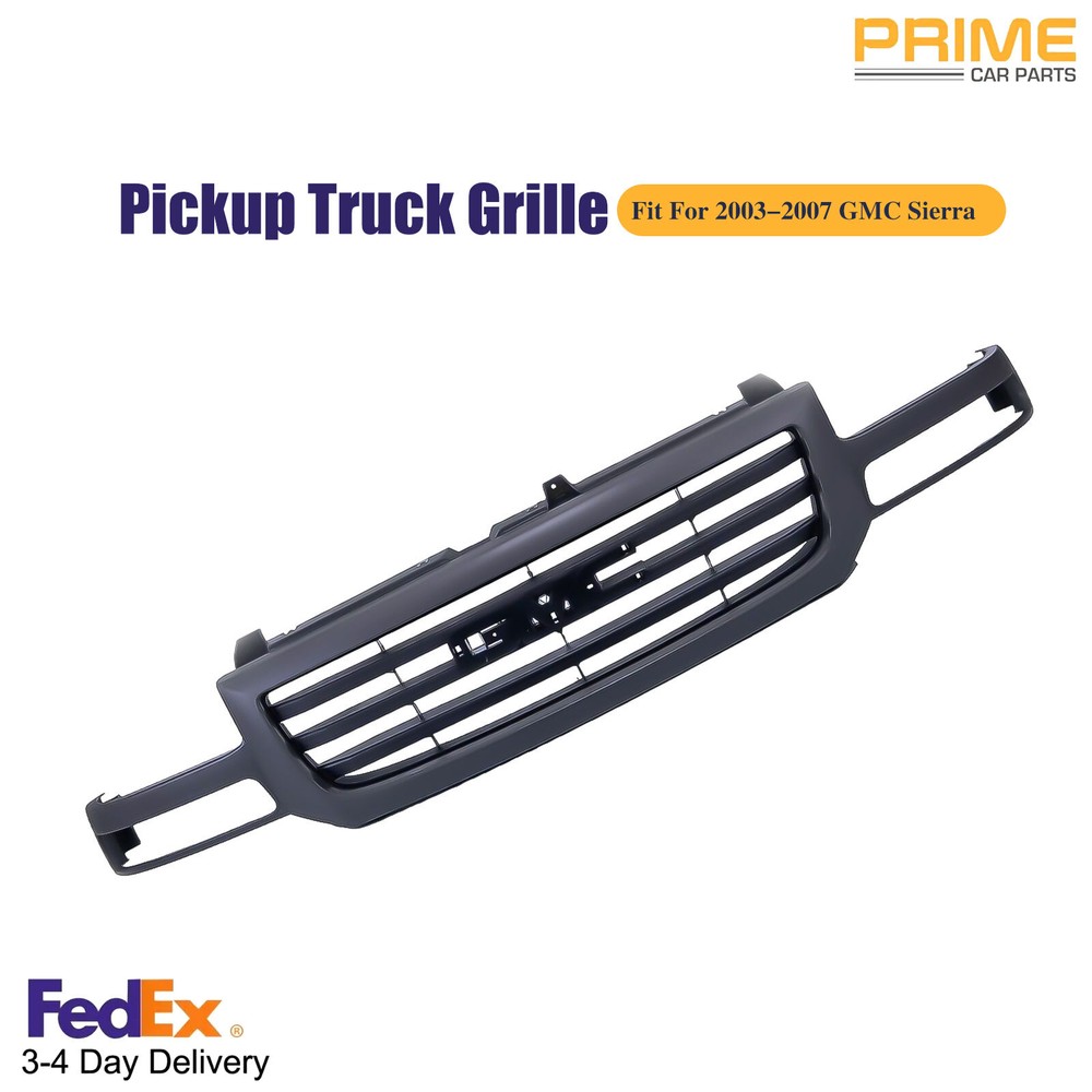 Pickup Truck Dark Gray/High Gloss Black Grille Fit 03-07 GMC Sierra 1500