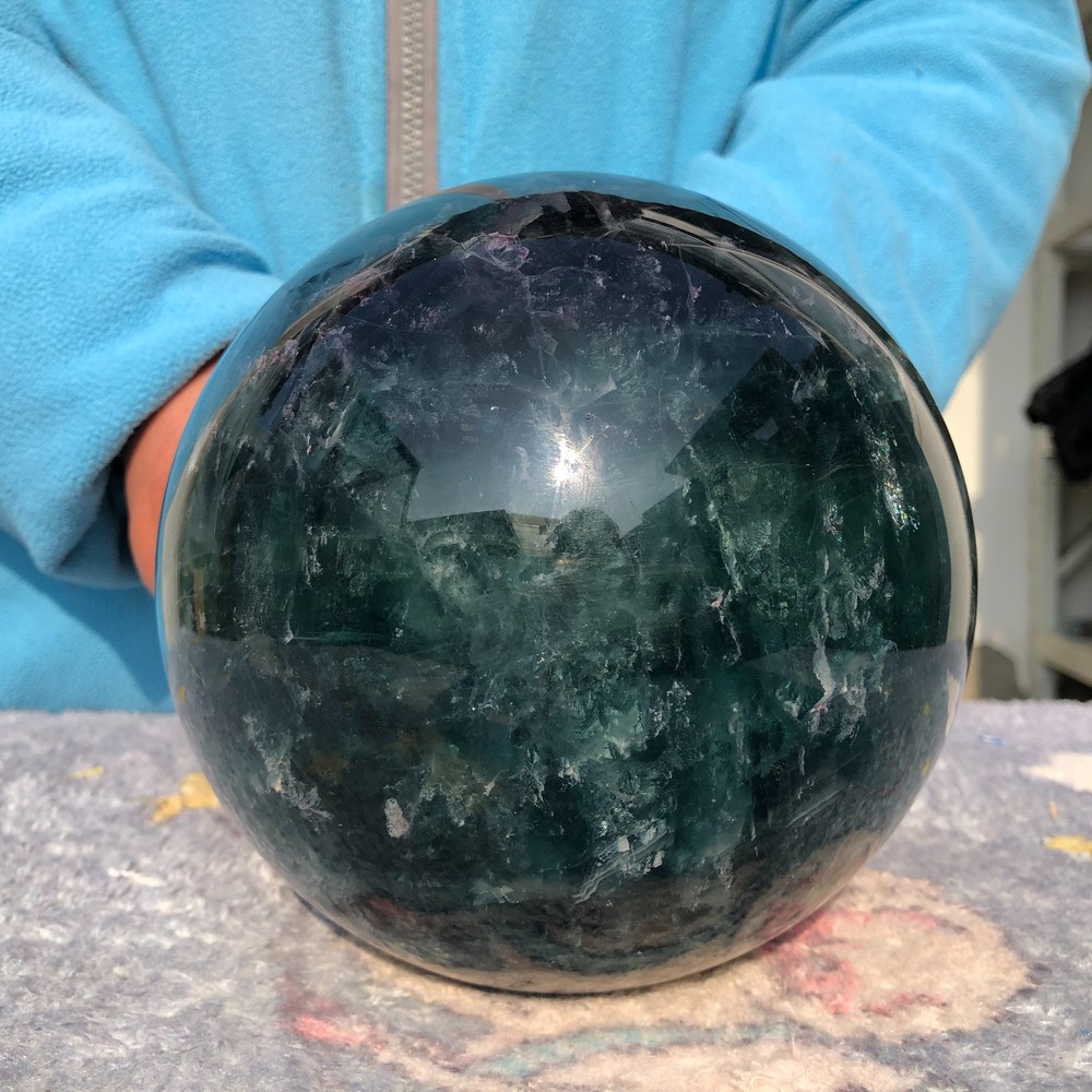 11LB Natural green fluorite Quartz sphere Crystal ball Mineral specimen Healing