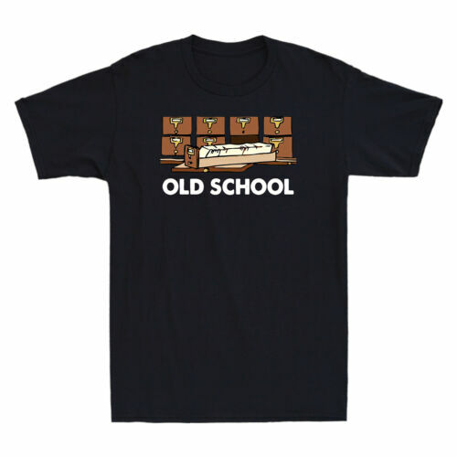 Back To School Librarian Old School Funny Graphic Men's T-Shirt Cotton Black Tee-image