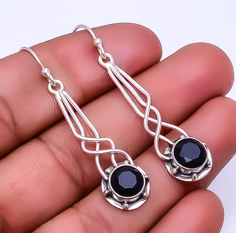 Black Onyx Designer Handmade 925 Sterling Silver Earring 2.03