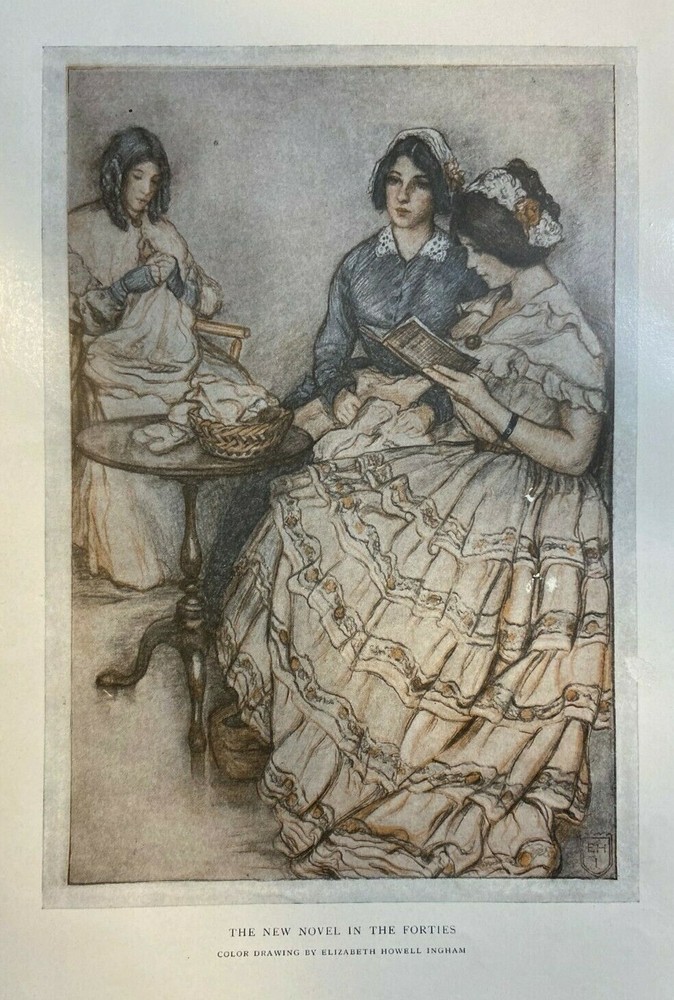 1908 Vintage Magazine Illustration Group of Women Reading by Elizabeth Ingham