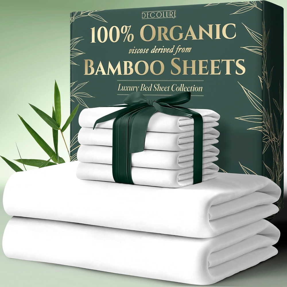 Organic Bamboo Viscose King Size Sheet Set - 6PC Ultra Soft & Luxurious