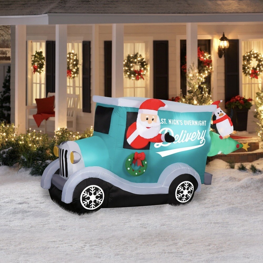 8FT Santa’s Delivery Truck Christmas Inflatable Yard Decoration  