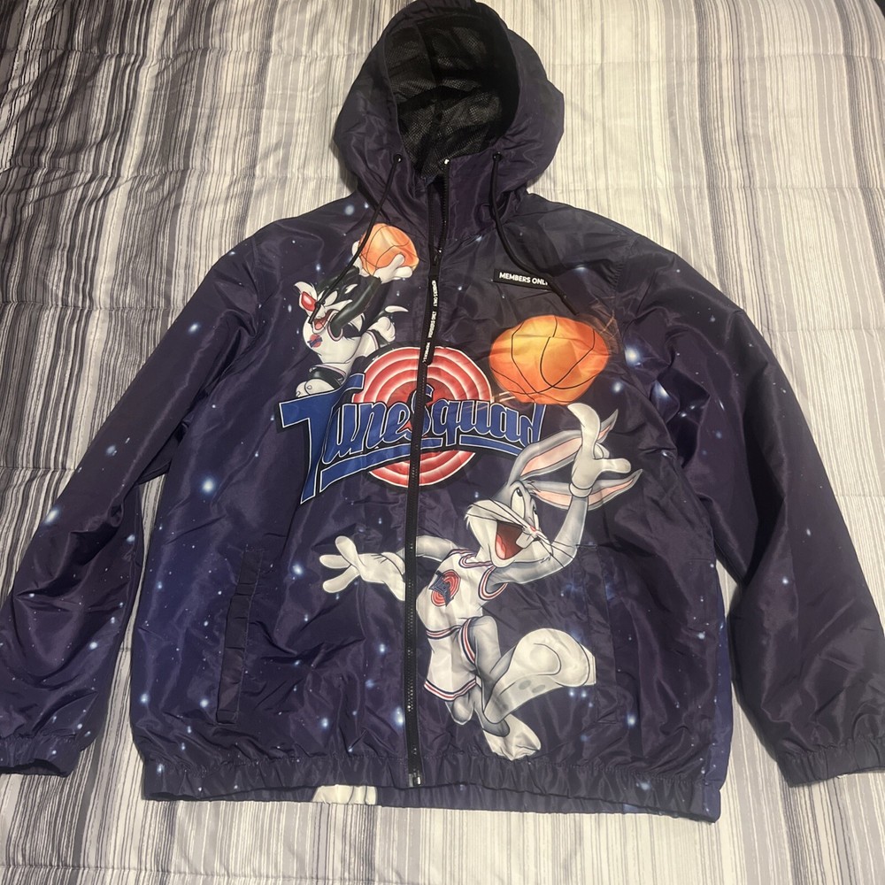 Members Only Tune Squad Space Jam Purple Windbreaker Size XL Bugs Daffy Lola-image